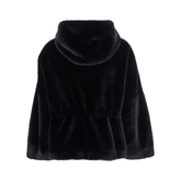 Navy Hooded Faux Fur Jacket
